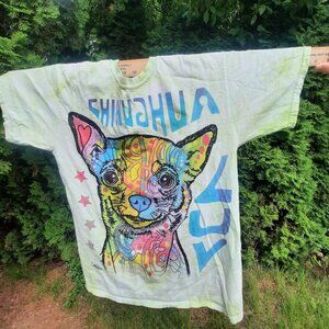 The Mountain Chihuahua T-Shirt Mens M Green Tie Dye Dean Russo Hippie Retro